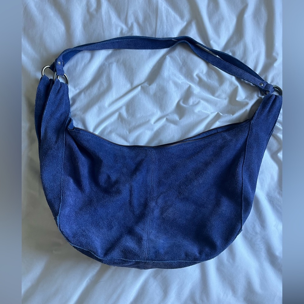 Free People Roma Suede Tote Bag Cobalt EUC - Picture 3 of 4